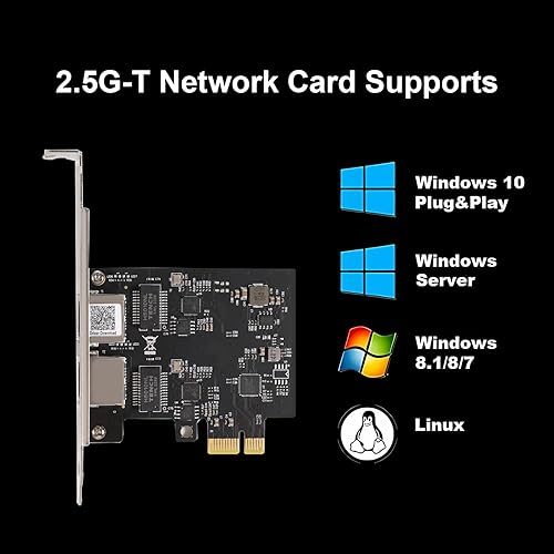 Miniatura 2 de NIC PCIE 2.5Gbase-T con chip Realtek RTL8125, puerto RJ45 dual 25001000100 Mbps adaptador de red, PCIe X1, tarjeta Ethernet para WindowsWindows