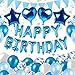 Produktbild ThinBal Geburtstagsdeko Jungen Blau Happy Birthday Girlande Kindergeburtstag Deko Party Luftballons mit Blau Weiß Latex Ballons,Konfetti Blau Ballons,Helium Folienballon,Wimpelkette
