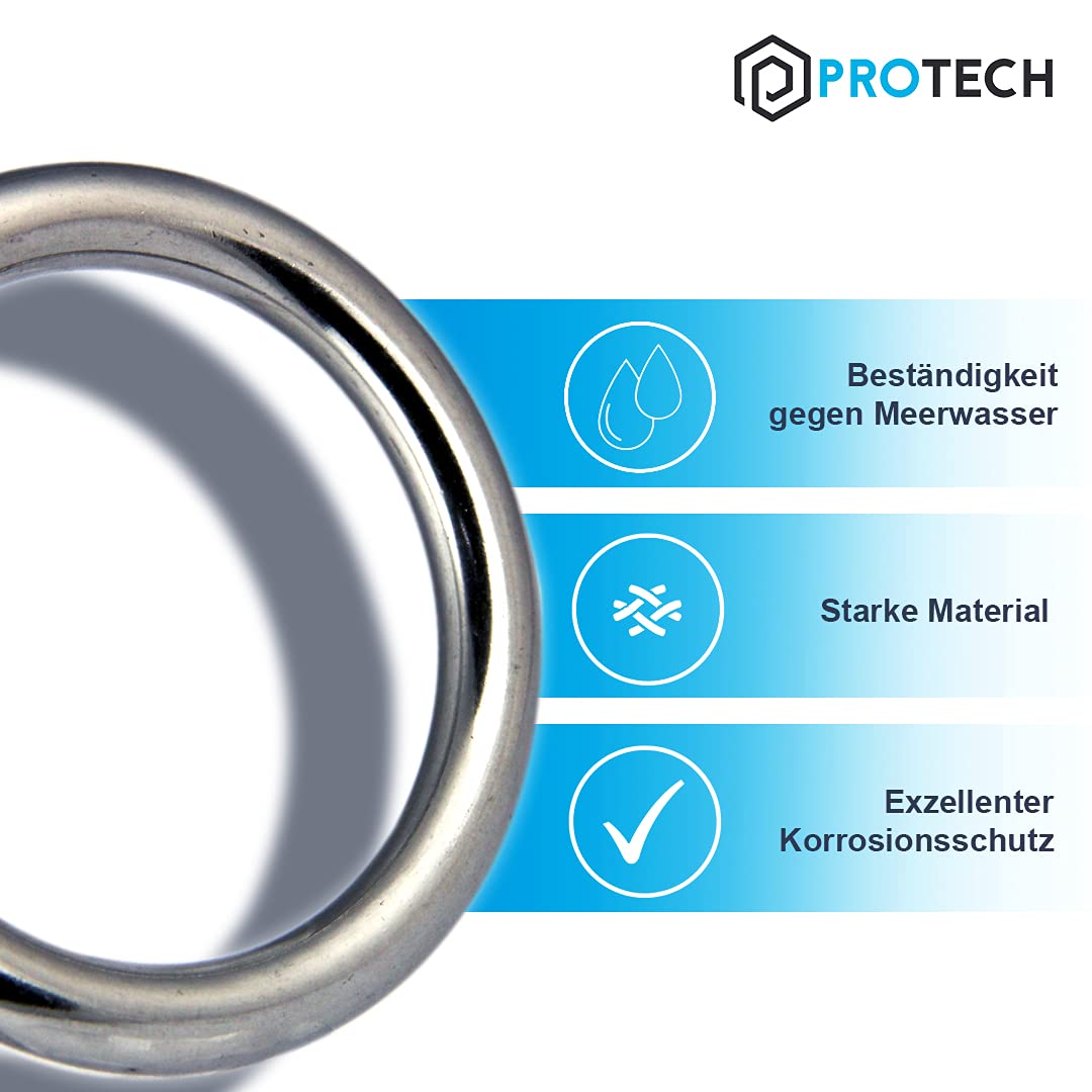 PROTECH 10 Stück O-Ring Edelstahlringe - Ring 12x70mm Rundringe aus rostfreiem Edelstahl A4 V4A geschweißt poliert Metallring