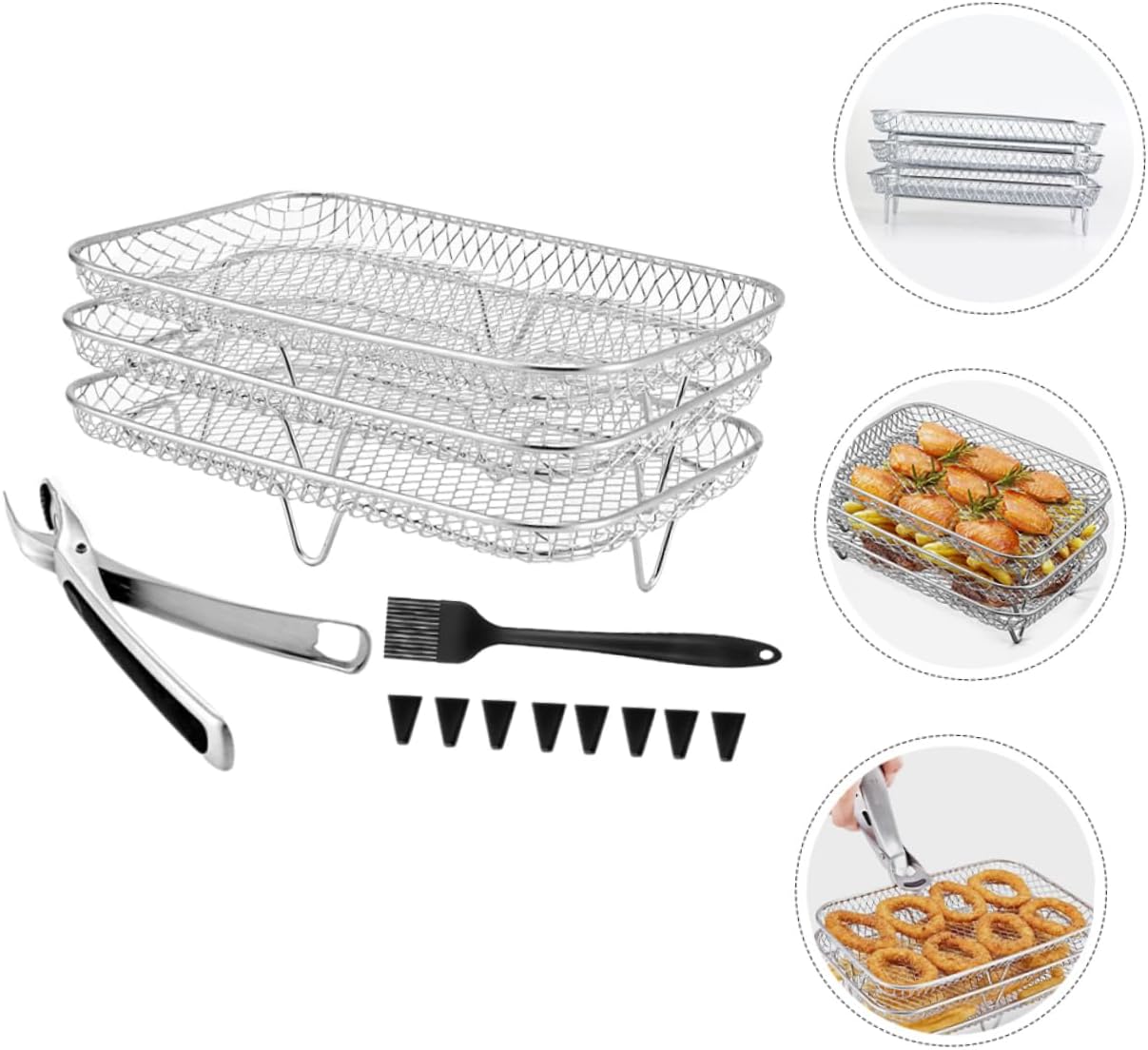 IMIKEYA Stackable Air Fryer Rack Cooking Shelf for Air Fryer Grilling High Temperature Resistant Easy to Clean for Family Meals and Cooking Accessories