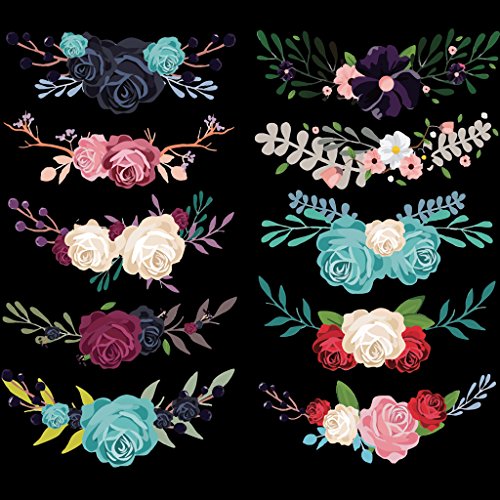 HELYZQ Adesivos de bordado de flores faça-você-mesmo camiseta roupa quente passar a ferro em aplique
