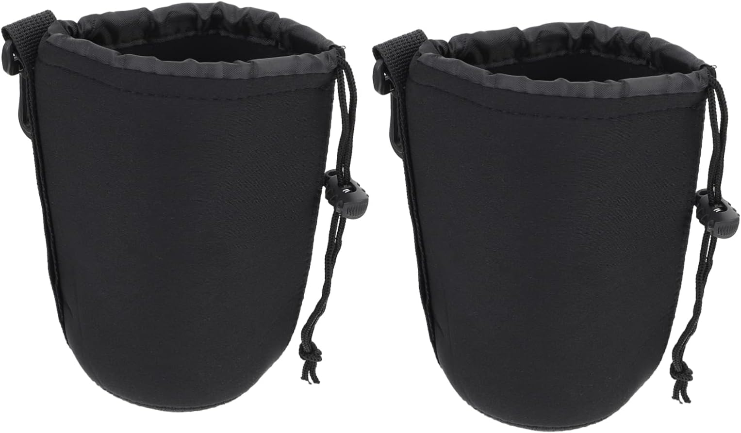 2pcs Neoprene Lens Pouch Drawstring Cases for Dslr Camera Lens Water-resistant Insulation with Soft Elastic Material Fits Lenses up