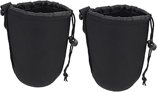 WOFASHPURET 2pcs Camera Lens Bag Travel Lens Pouch Camera Lens Cases Small Camera Lens Carrying Pouch Lens Pouch Bag Camera Digital Camera Lens Accessories Neoprene Drawstring Large