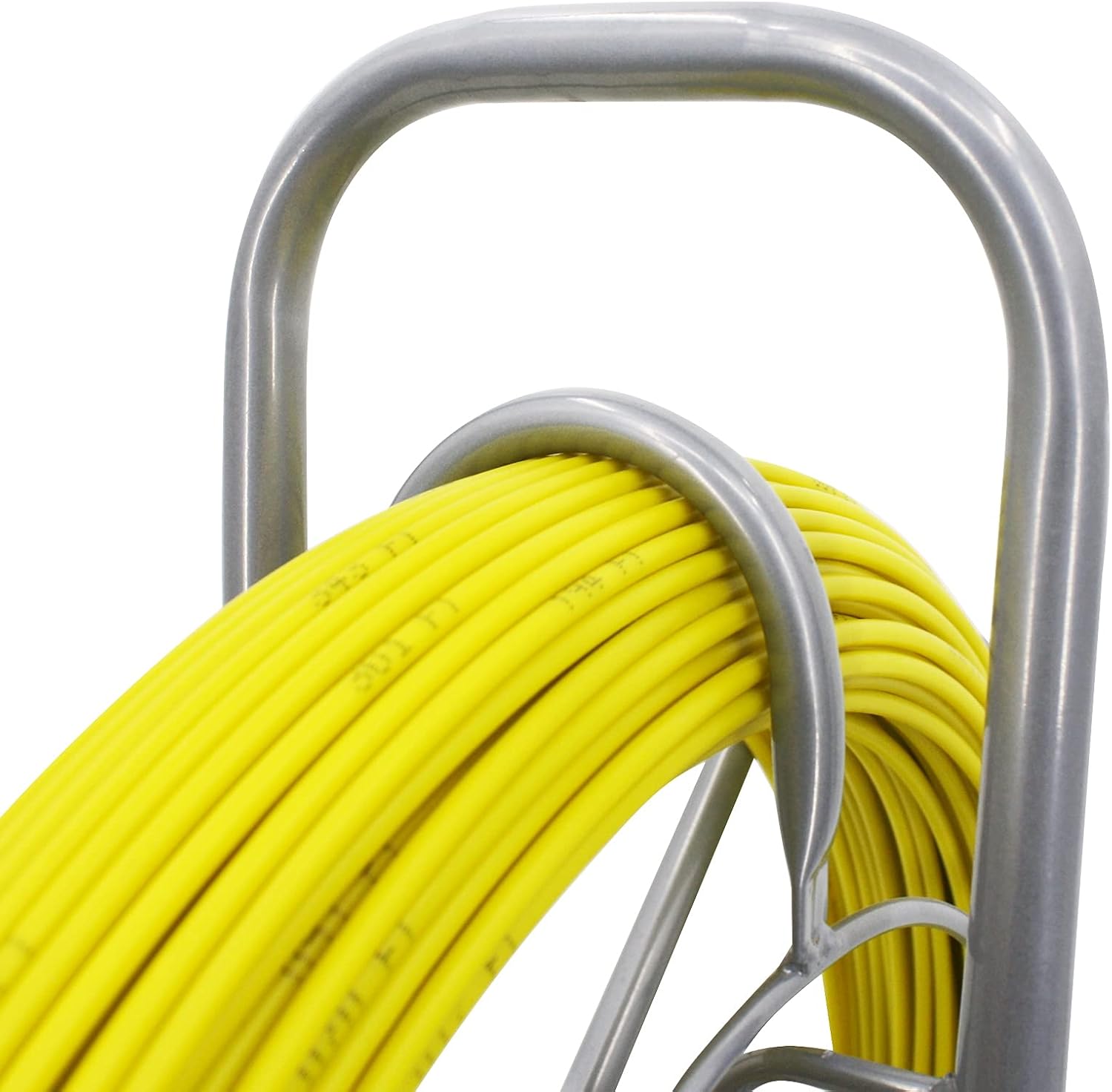 6MM 450 FT Duct Rod Fiberglass Fish Tape Electrical Wire Cable Puller Duct Rodder Fish Tape Puller Wire Cable Running with Cage