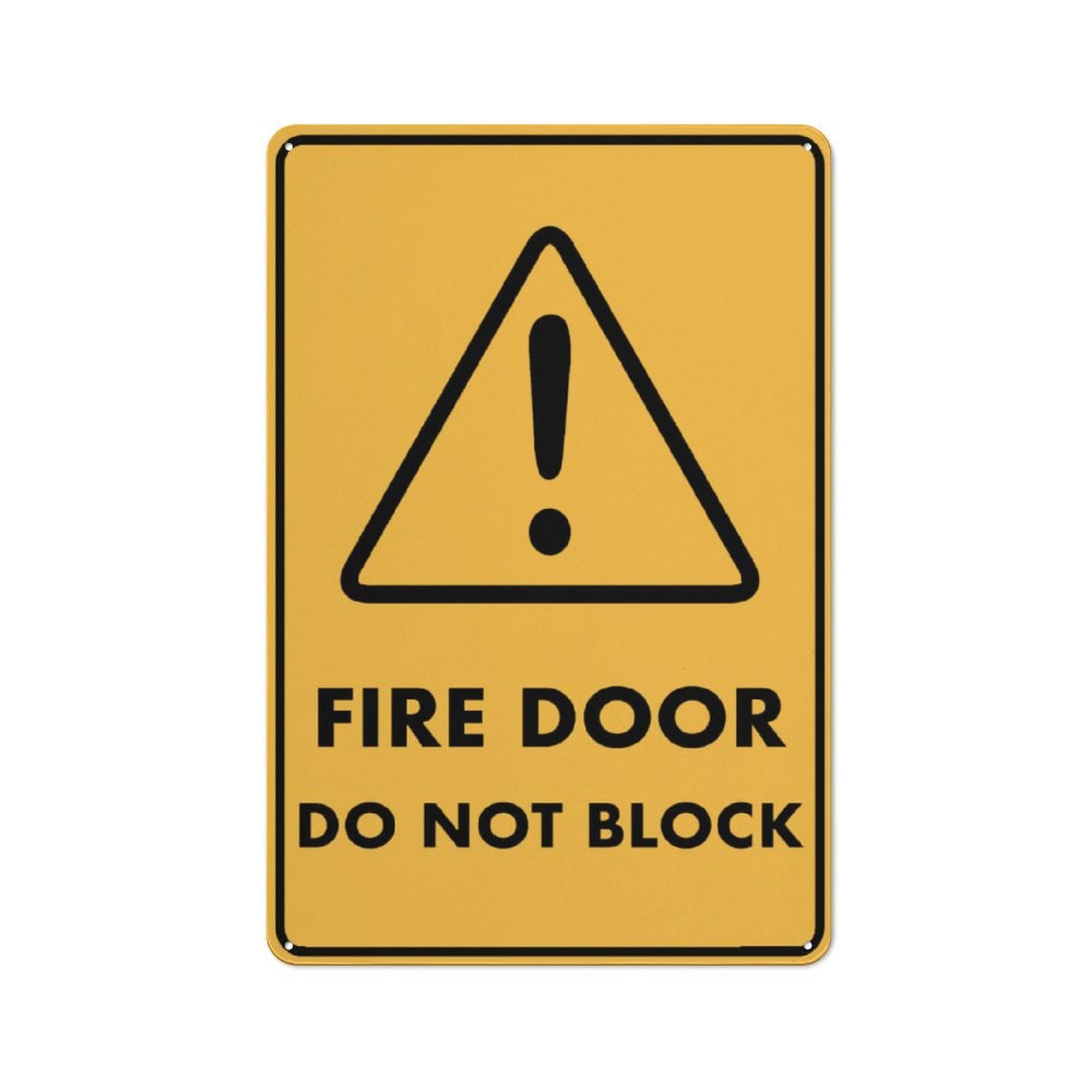 Caution Fire Door Do Not Block Sign For Business 8"X12" Rust Free Aluminum Uv Printed,4 Pre-Drilled Holes.Durable/Weatherproof
