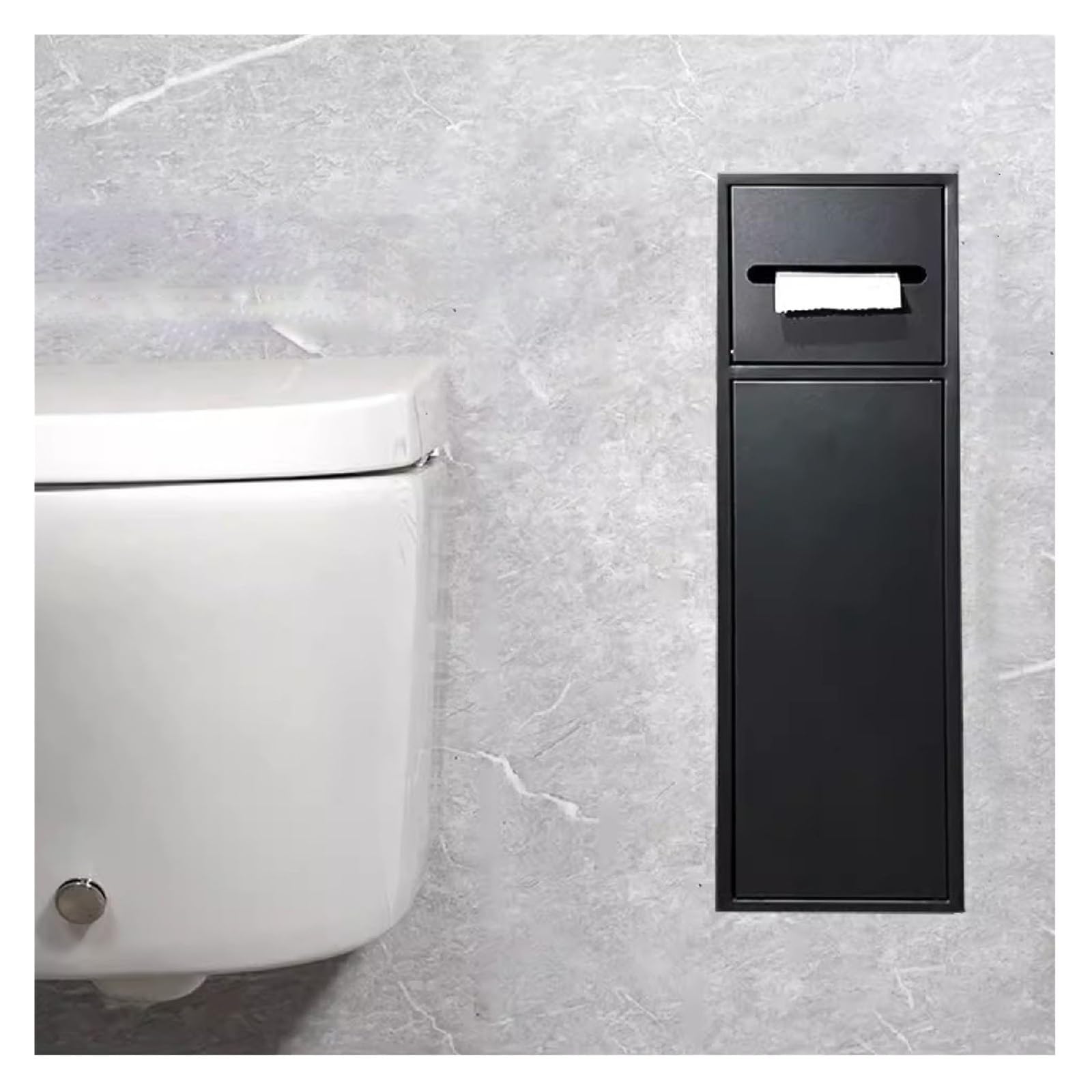 Niche de douche noire encastrée avec porte-rouleau pour une salle de bain moderne