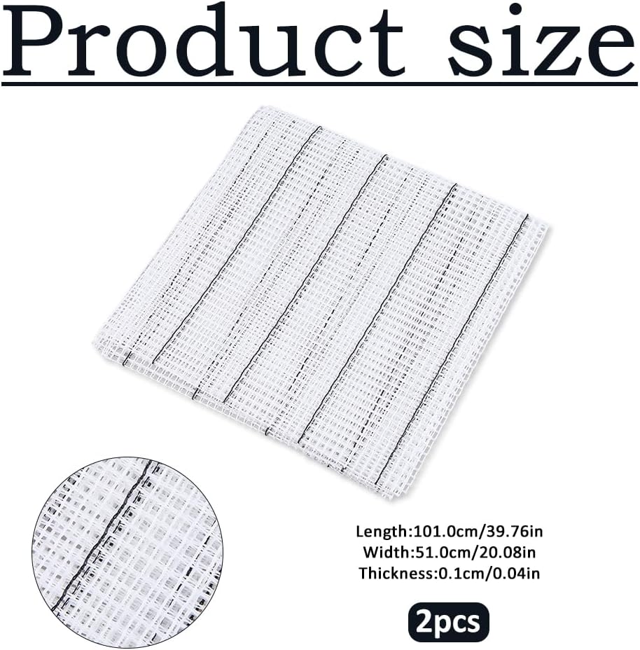 SUPERFINDINGS 2 Pack Latch Hook Canvas Mesh Fabric Blank Rug Hooking Mesh Kit Blank Grid Fabric for DIY Wall Art Pillow Runner Without Yarn Or Tool 40x20 Inch/101x51 Cm
