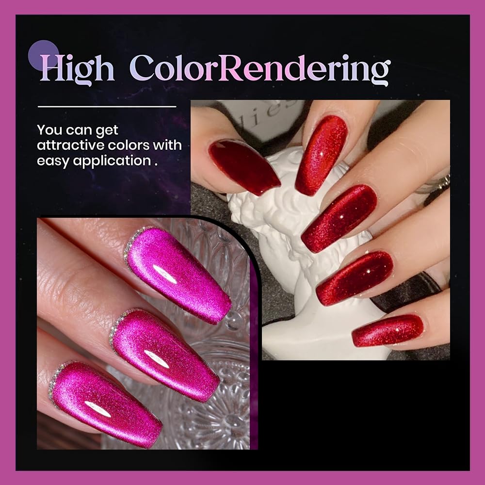 Amazon.com : NAILKISS Cat Eye Gel Nail Polish (Hot Pink+Burgundy