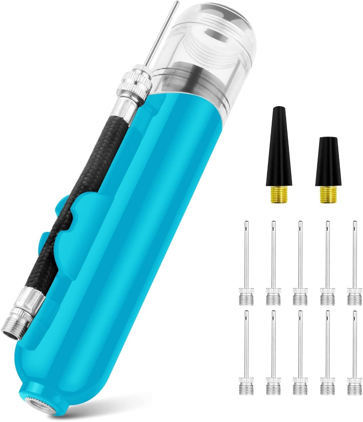 Ball Pump, 1pcs Portable Dual Action Air Pump Manual Sports Basketball Soccer Volleyball Ball Inflator Pump with Needles and Nozzles, 6inch