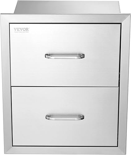 Miniatura 11 de VEVOR Cajones de cocina para exteriores de 18 pulgadas de ancho x 20.5 pulgadas de alto, montaje empotrado, almacenamiento de doble acceso con mango