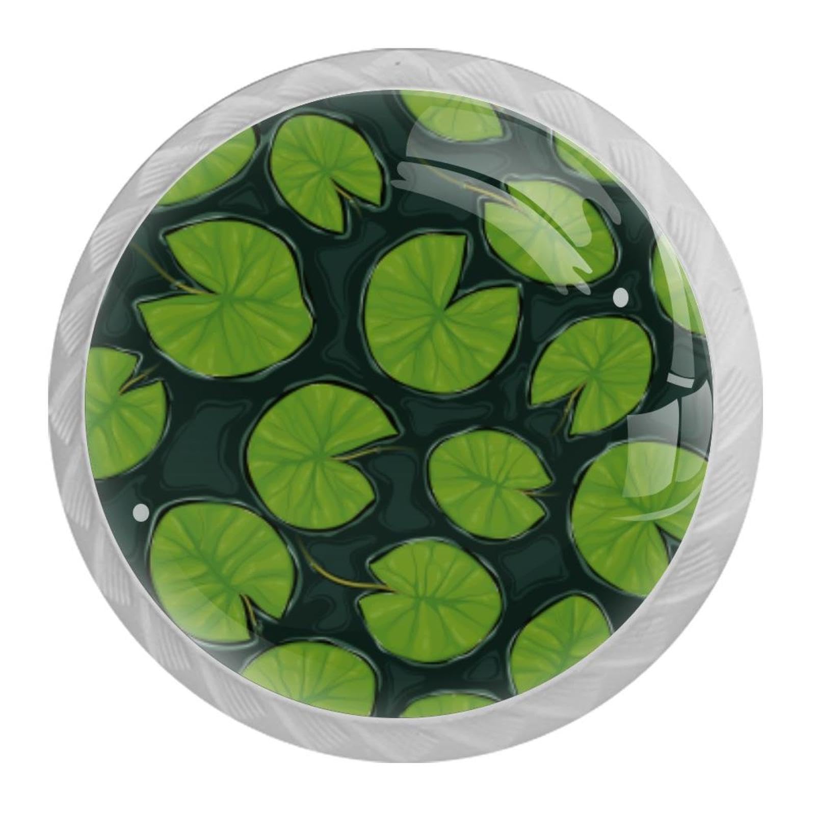 Tqmspg Multi07 4 Pieces Drawer Pulls Green Leaf Door Knobs Dresser Handles For Kitchen Wardrobe Cupboard Hardware Furniture