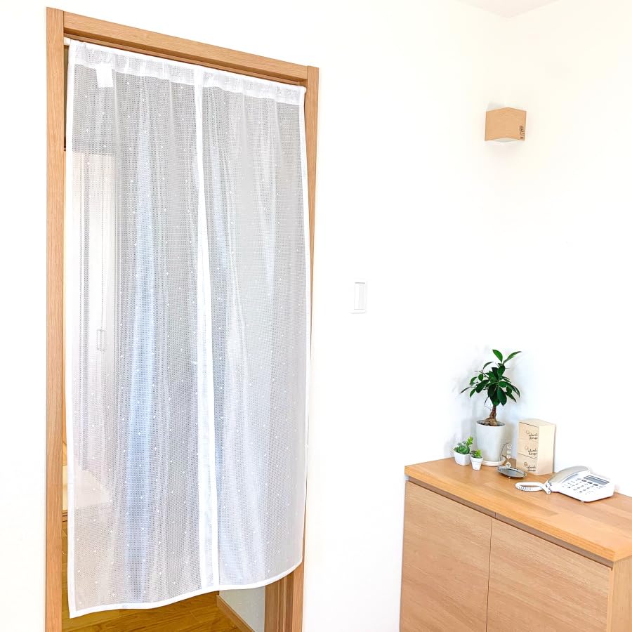 Amazon｜のれん ミラーレース ホワイト シンプル (幅85 × 丈150cm