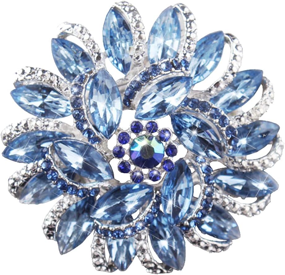 Crystal Diamond Flower Brooch Pin for Women Girls Brides