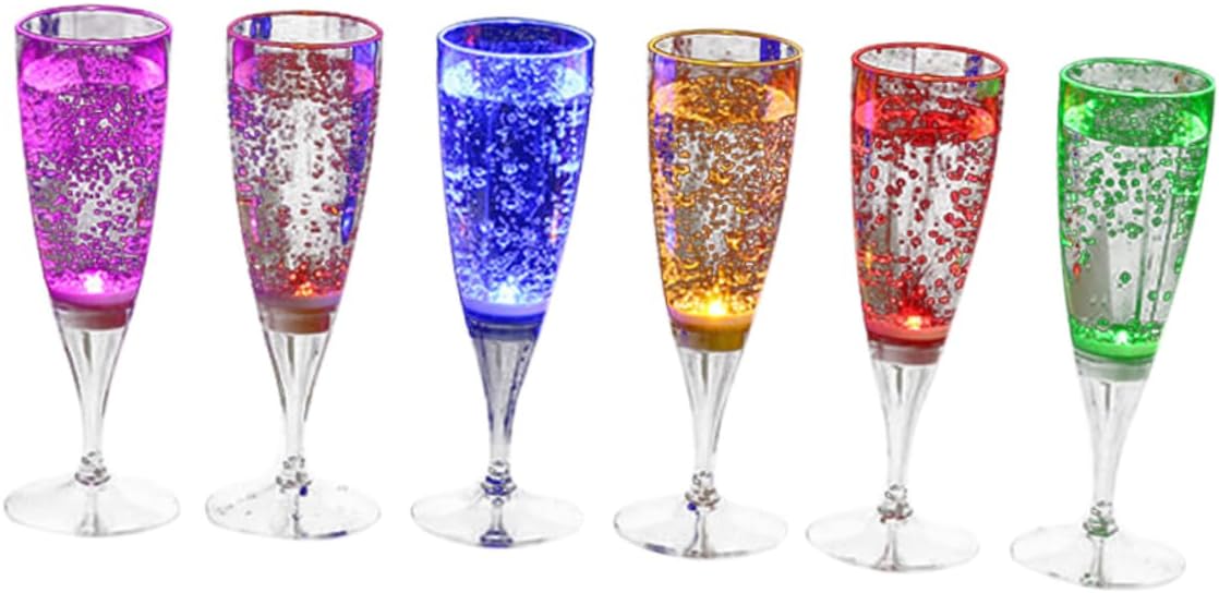 VOSAREA 6Pcs Light Up Glasses Liquid Activated Goblets Mixed Color Festive Drinking Cups for Parties Weddings Celebrations