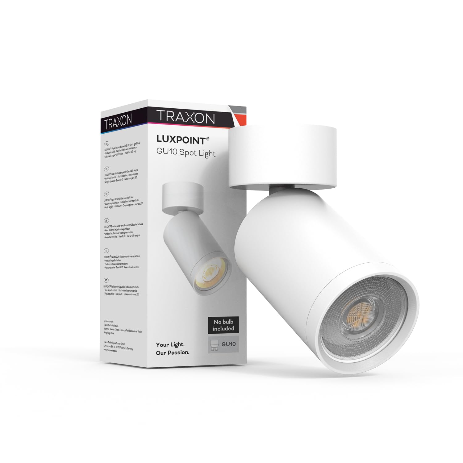TRAXON LUXPOINT® Foco de Superficie Orientable GU10 – Aplique Techo Aluminio Ajustable Iluminación Direccional Interior (Superficie, Blanco)