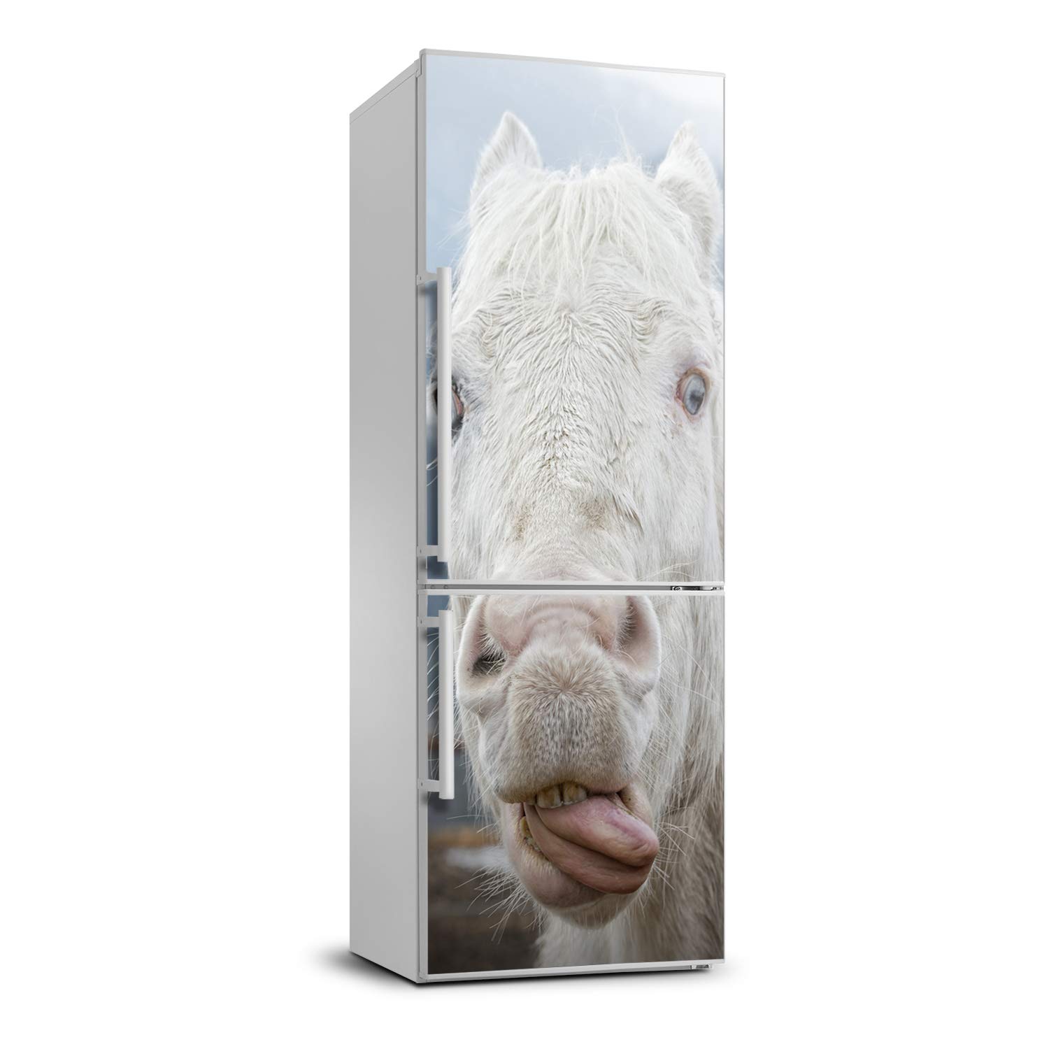 Pegatina de nevera de caballo blanco para decorar la cocina y la sala de estar