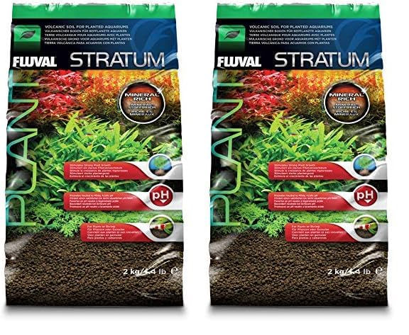 Plant and Shrimp Stratum Aquarium Planting Substrate, Dark Brown, 2 kg (Pack of 2)