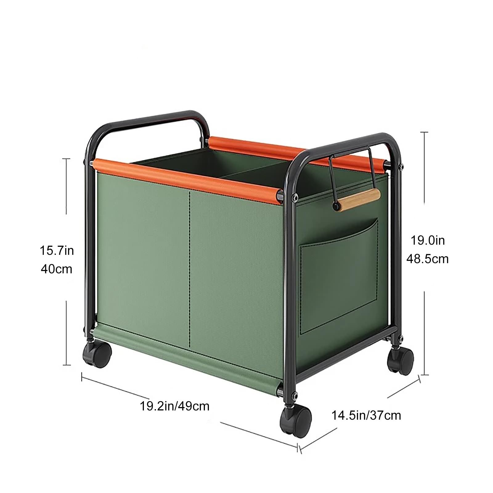 Carrello portabiancheria con design divisorio e borsa in tessuto Oxford, piccolo carrello commerciale per lavanderia con ruote (verde)