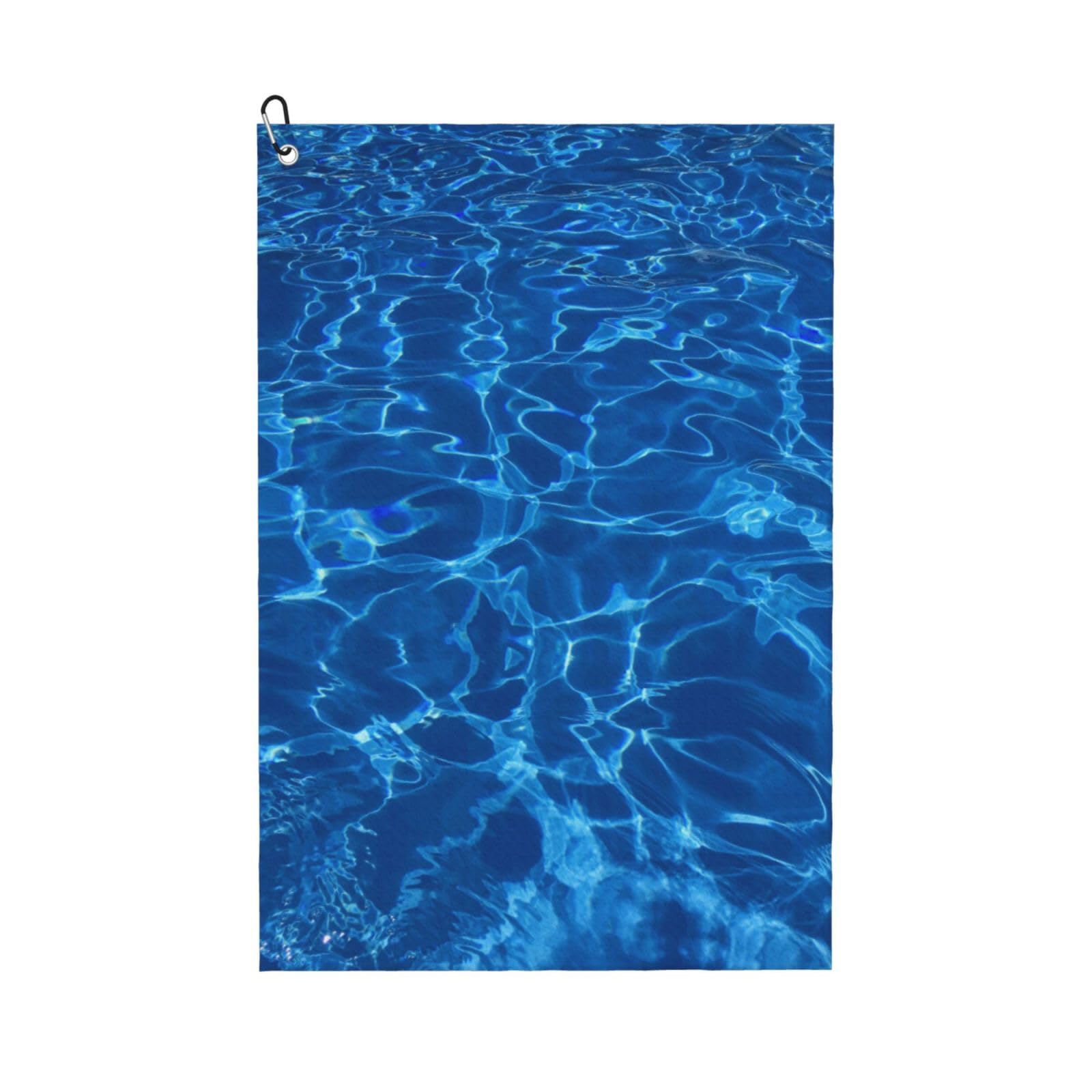 Hnnkloy Blue Aqua Pool Water Printed, 16x24 in Portable Waffle Golf Towels with Carabiner Clip for Golf Bag