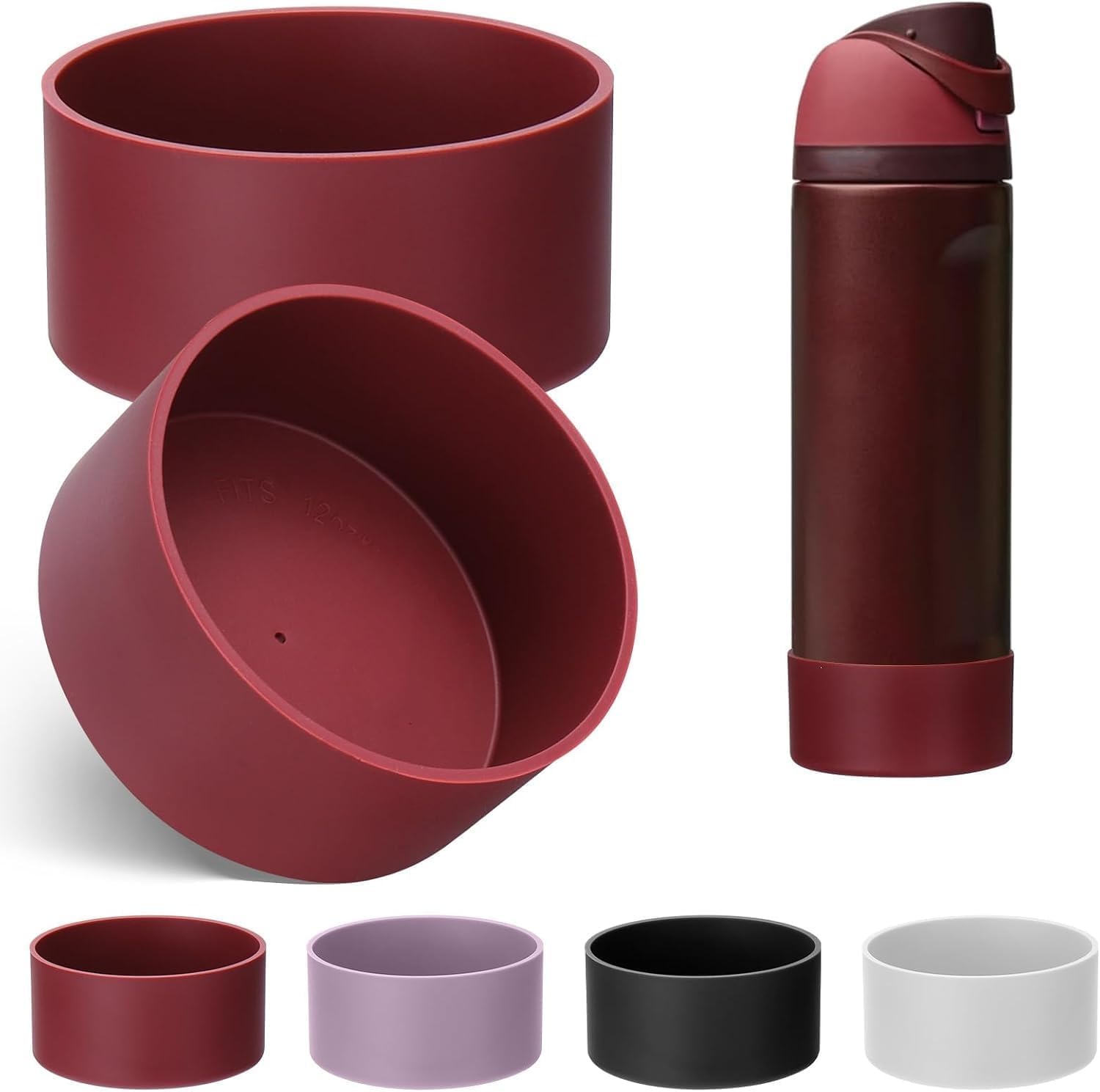 2 Pezzi Stivali in Silicone per Borraccia Owala, Protezioni Compatibili con Bottiglia Owala Freesip da 710 ml e 945 ml, Antiscivolo e Antigraffio (Rosso, 945 ml)