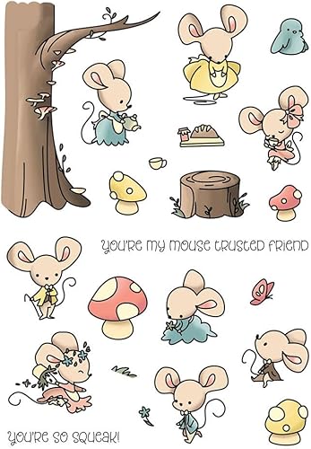 Miniatura 4 de Juego de sellos y troqueles de ratones y árboles para hacer tarjetas, sellos transparentes y troqueles de corte de metal para álbumes de recortes