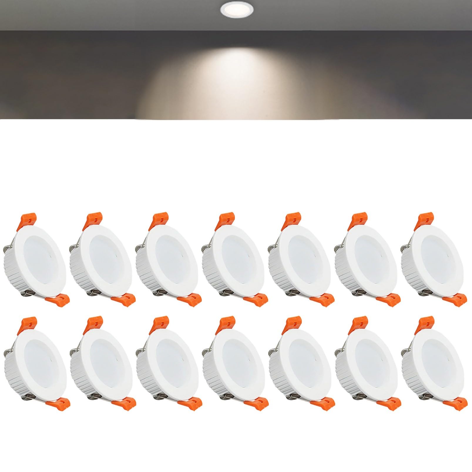 TTiiLoe 5W Round LED Recessed Ceiling Spotlights, 4000K Neutral White Ultra Slim Panel Ceiling Light, Cut Φ70-75mm, AC110-240V Downlights for Hallway Stairwell Showroom, 14 Pack