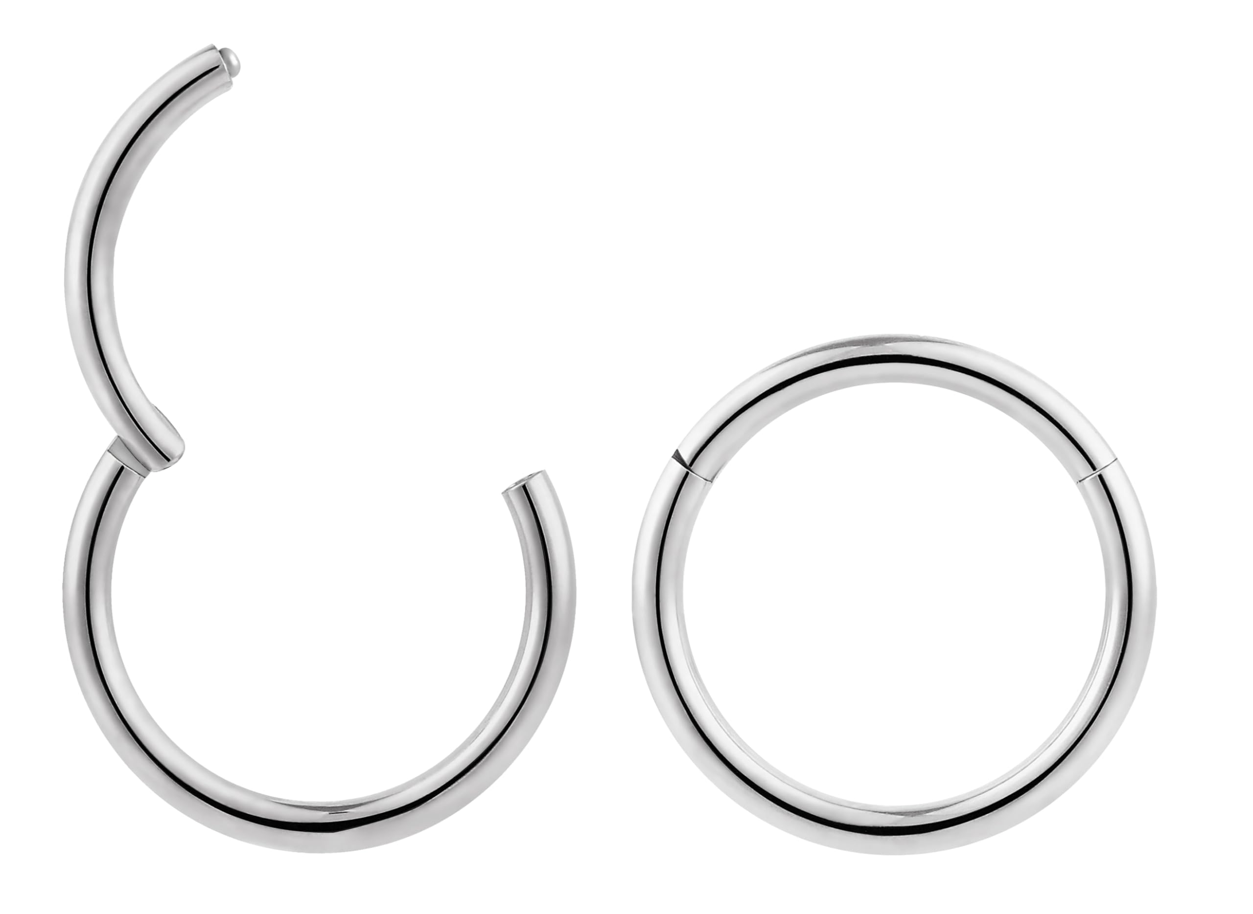 365 Sleepers - Par de pendientes de aro de titanio con cierre de bisagra, calibre 16, pirsin corporal, 5 mm, 6 mm, 7 mm, 8 mm, 9 mm, 10 mm, 11 mm, 12 mm, 13 mm, 14 mm, 16 mm — view 8