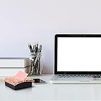 Vista 3 de Eersida Soportes para bloc de notas autoadhesivos con diamantes de imitación de 4 x 4 pulgadas, color oro rosa, bonito soporte para notas