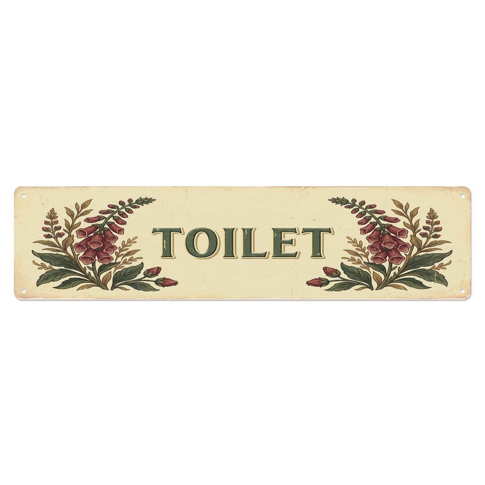 Cmhok Vintage Style Toilet Signage Foxglove Vintage Metal Tin Sign Wall Decor For Cafe, Club, Garden Metal Poster 4X16inch