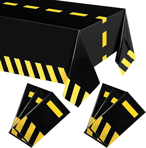 6 manteles de construcción para fiesta de cumpleaños de 51 x 71 pulgadas, fundas de mesa de cumpleaños para niños y niños, decoraciones de fiesta de