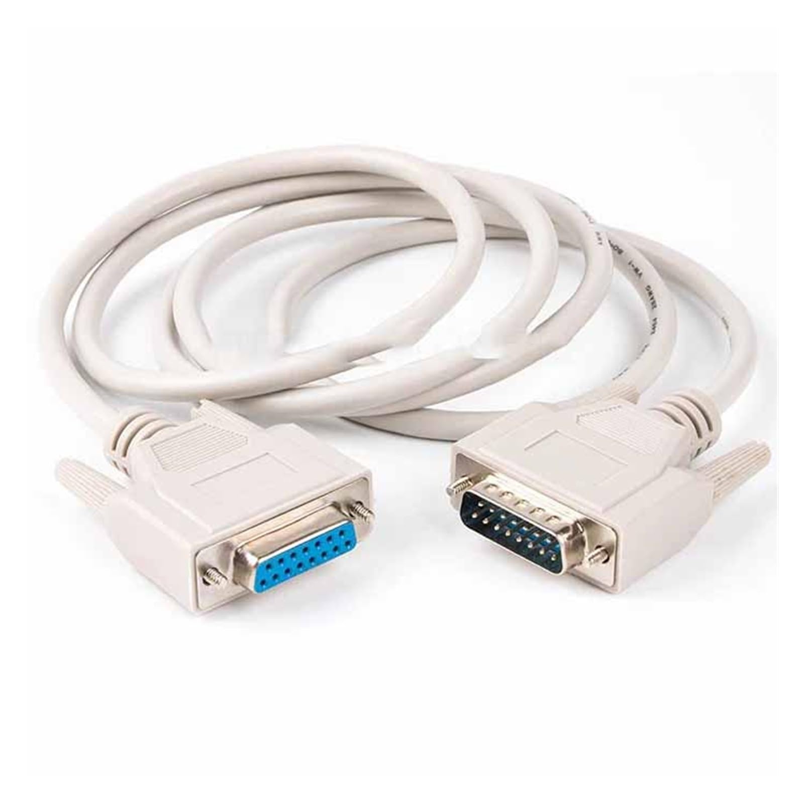 Cable de extensión paralelo DB15 macho a hembra, 15 pines, 2 filas, color beige negro, opcional, 1,5 m(3.0M,Beige)