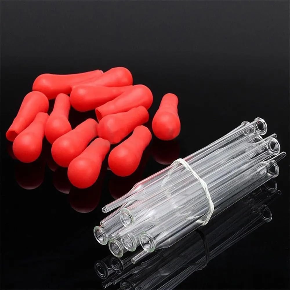 Pipeta de transferencia de vidrio, Pipeta Gotero Vidrio 10ml Cabeza Goma Roja 5 Piezas 120mm