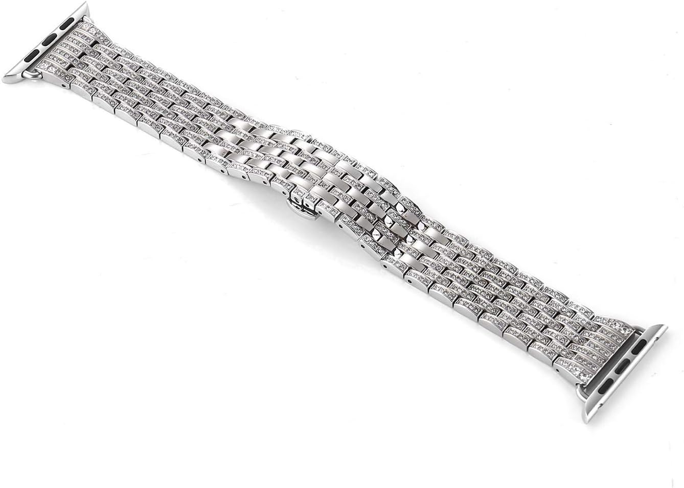 Rhinestone Diamond Watch Bands Stainless Steel Band Replacement Straps Compatible with Apple Watch Series 10 9 8 7 6 5 4 3 2 SE Ultra