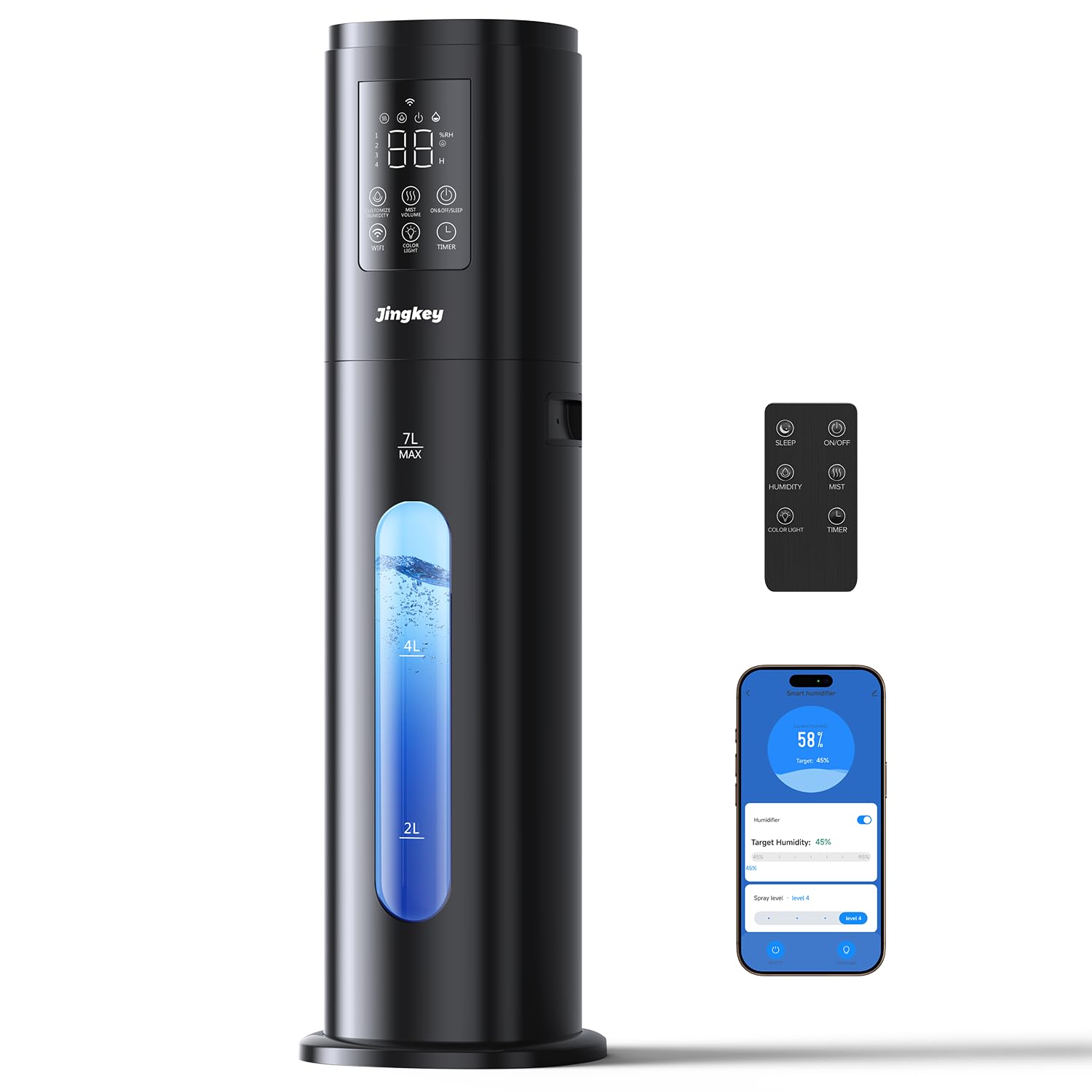 Photo 1 of Humidifiers for Bedroom Large Room with 7L/1.85Gal Room Humidifier for Bedroom Large Humidifier, Smart App & Remote Control, 4 Mist Levels Humidifiers Midnight