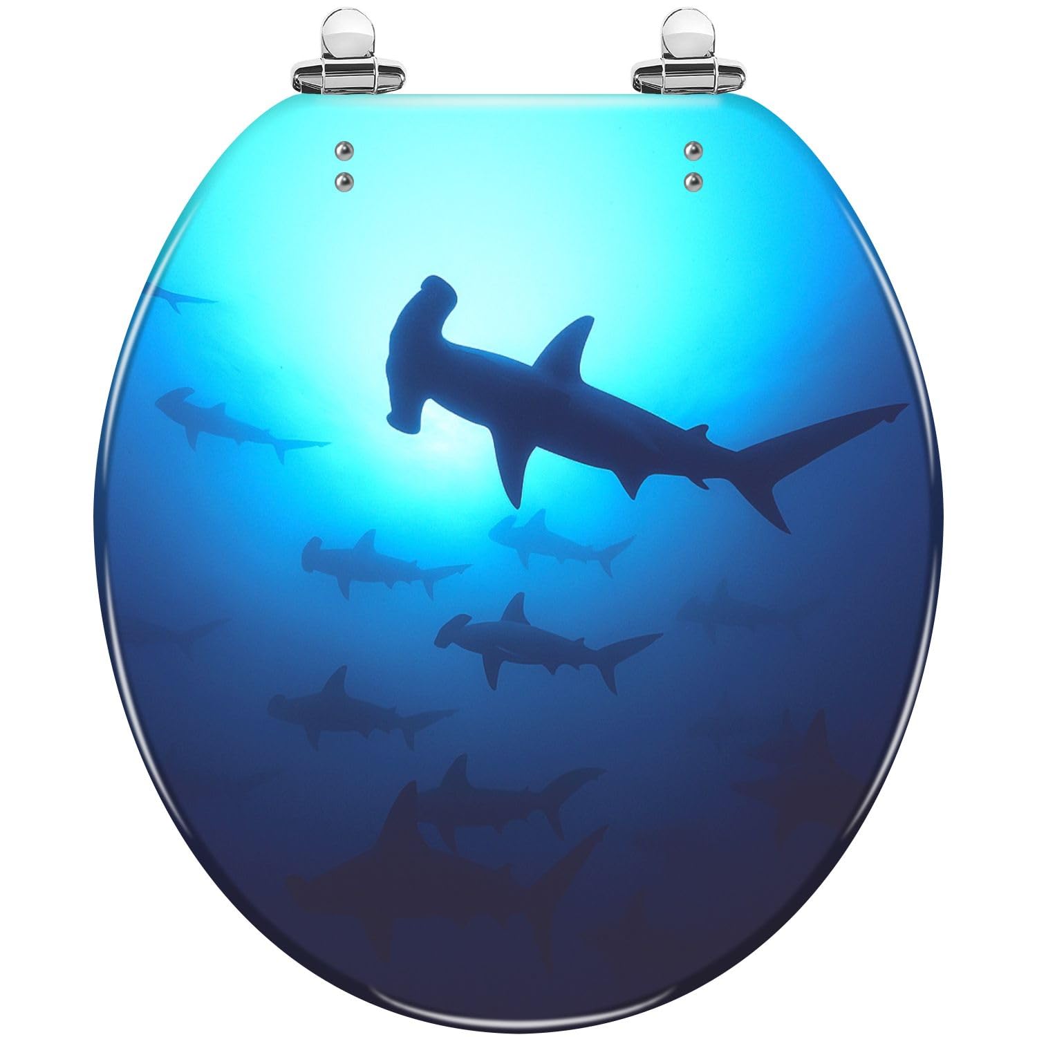 Elongated Rainbow Resin Toilet Seat with Slow Close Lid and Quick-Release Hinges(Multi7,16.5x14.5)