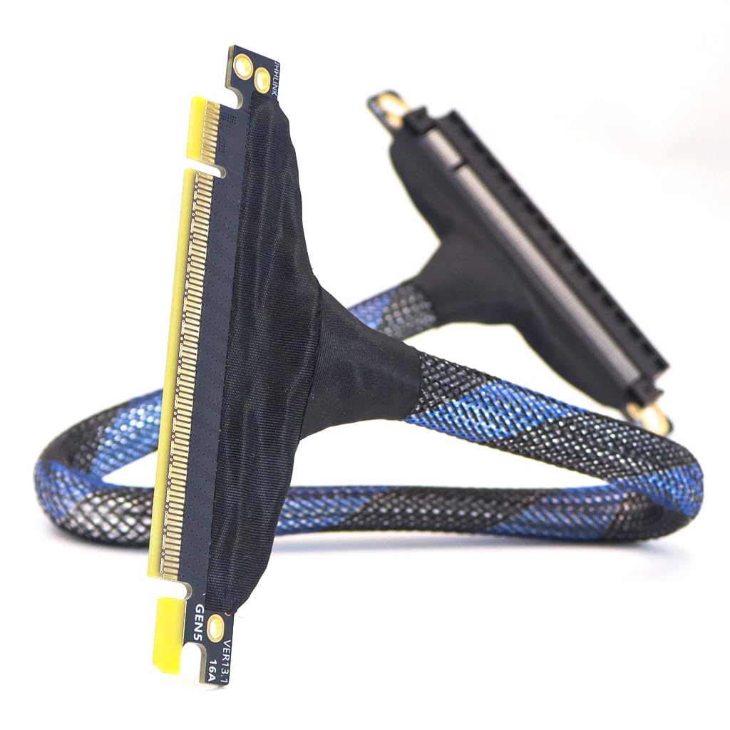 JMT 180 Degree 64GBS PCIE 5.0 X16 Graphics Card Extension Cable 180