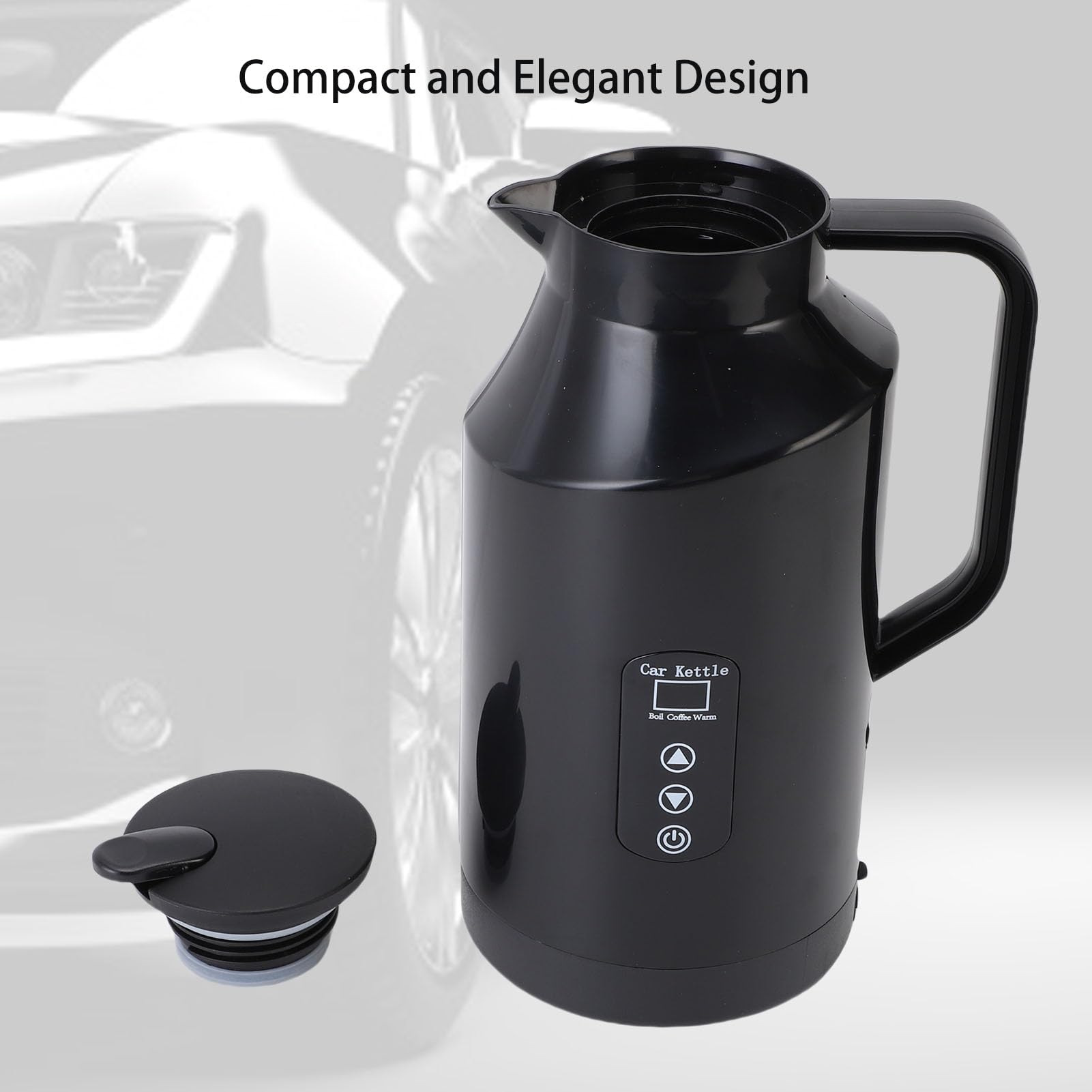 Hztyyier Bollitore Elettrico per Auto con Spegnimento Automatico 1500ML Riscaldatore Portatile per Acqua Bollente Viaggiatori Appassionati di tè e caffè Silicone PP