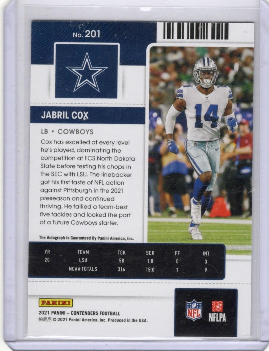 Amazon.com: Jabril Cox Autographed Rookie Card Rookie Ticket Special Insert  Collectible Football Card