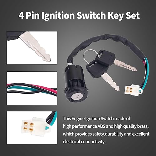 Miniatura 2 de AHL Llave de interruptor de encendido de 4 pines para TaoTao Buyang Coolsport Kazuma Sunl Coolster Coleman Baja Hawk 4 ruedas 50cc 70cc 90cc 110cc