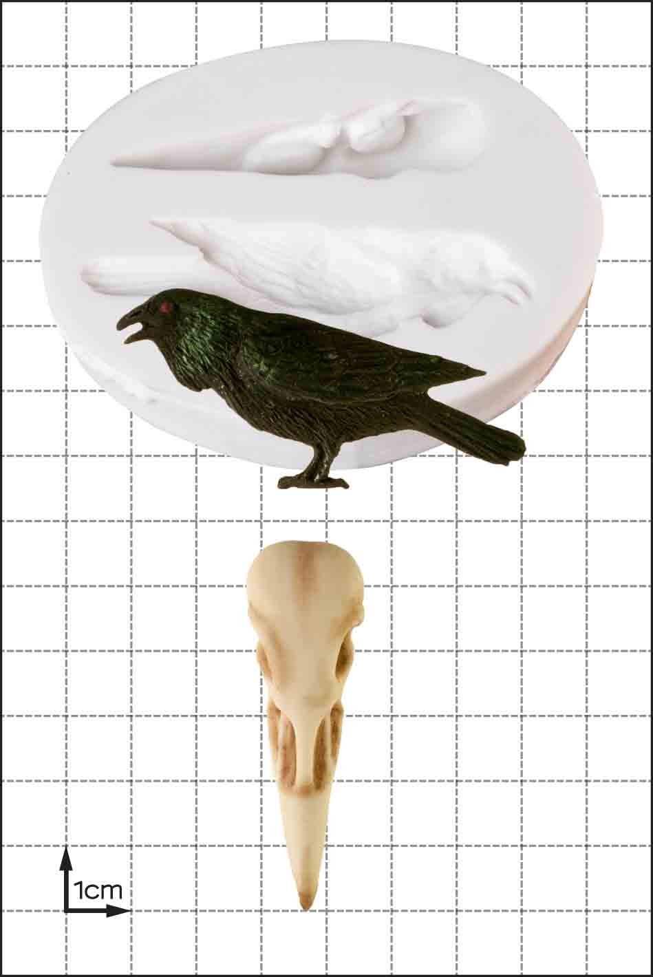 Fpc Sugarcraft White Raven & Skull Silicone Mould