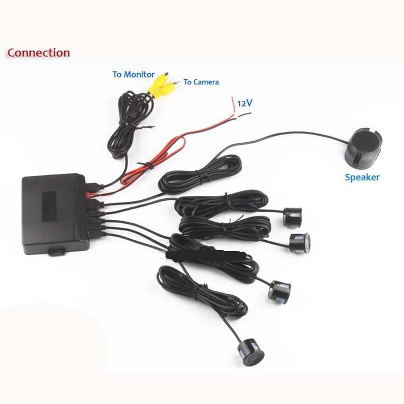 Asistentes de Aparcamiento Sensores de Aparcamiento para Coche 8/6/4 Alarma zumbadora Negro Blanco Rojo Sistema detección Muestra Distancia Asistencia estacionamiento(A,6 sensors)