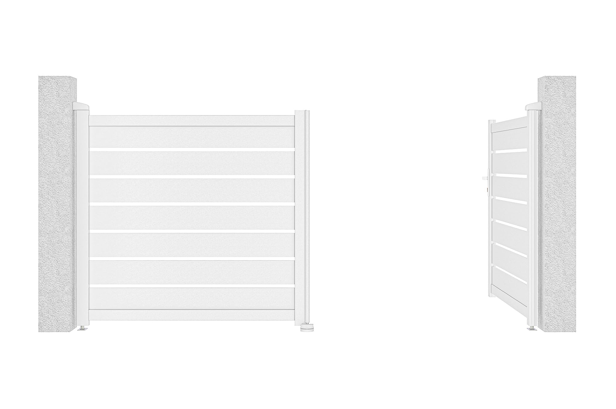 CASANOOV Portail Battant Aluminium VOGEL 3m H140cm Blanc - Jardin Ajouré Double Vantaux Aluminium - Résistant Vent Anticorrosion - Portail Extérieur Élégant Kit Complet