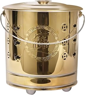 Burn Can for Paper - Portable Trash Burning Container with Lid | Stainless Steel Covered Cage with Fire Hook & Liner for Fallen Leaves, Backyard Garbage, Deck Trash, Patio, Balcony Use 10.24x11.42in