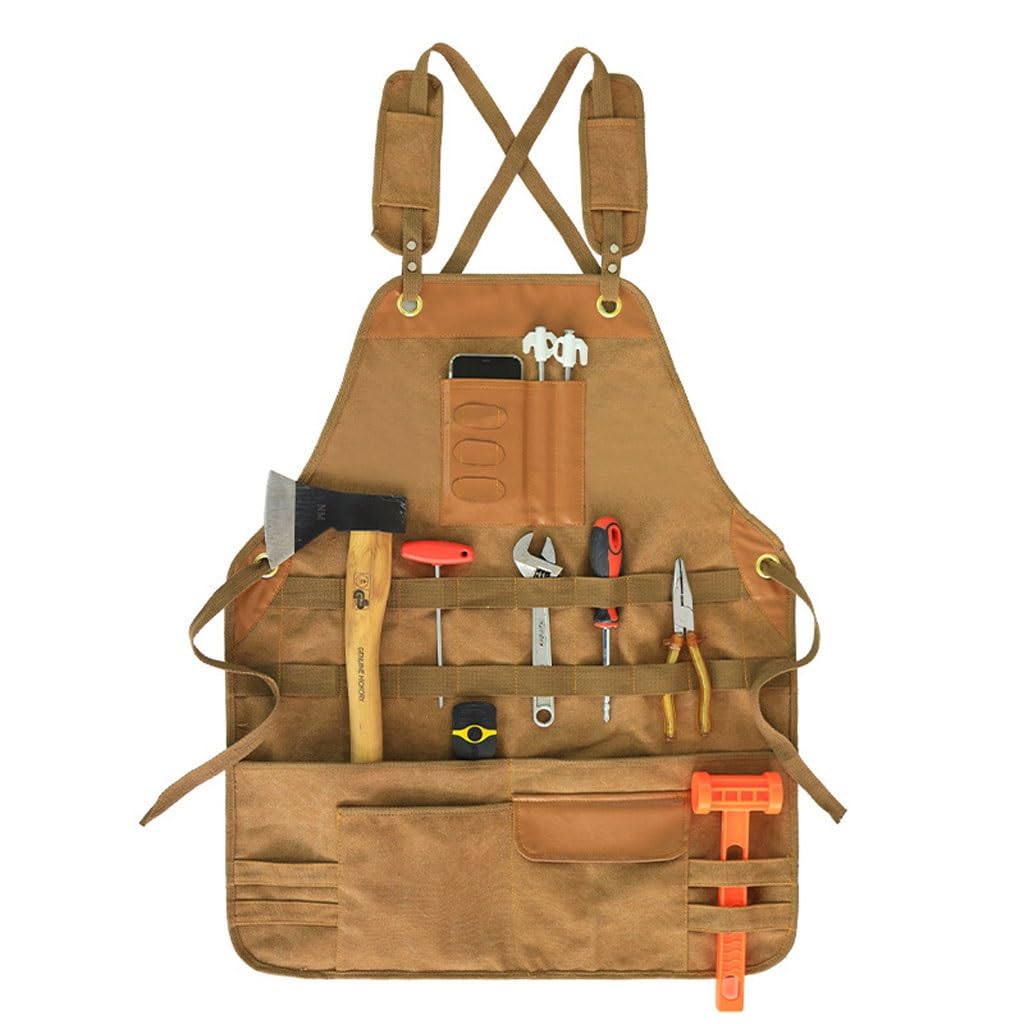 TEESONG Delantal de Chef Delantal de Lona Grueso for Acampar al Aire Libre Americano, Ropa de Trabajo for Hombres y Mujeres, Picnic, Jardinero, Carpintero Delantales para Hombres(A)