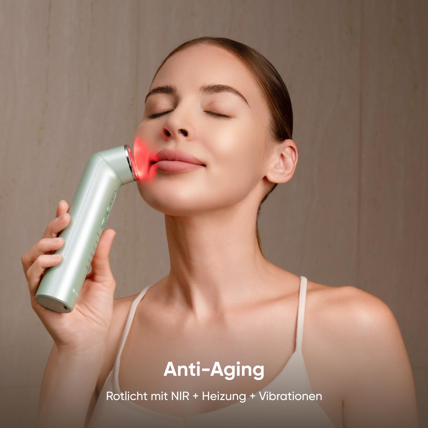Nanoleaf 6-in-1 Gesichtsmassagegerät, Multitasking Lichttherapie Modi kombiniert Rotlicht + NIR/Blaulicht, Kühlung, Heizung or Vibration, Tragbar elektrisches LED Red Light Therapy Wand für Face Hals