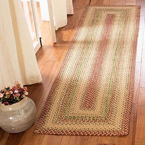 SAFAVIEH Braided Collection 23 x 6 Rust Multi BRD303A Handmade Country Cottage Reversible Runner Rug