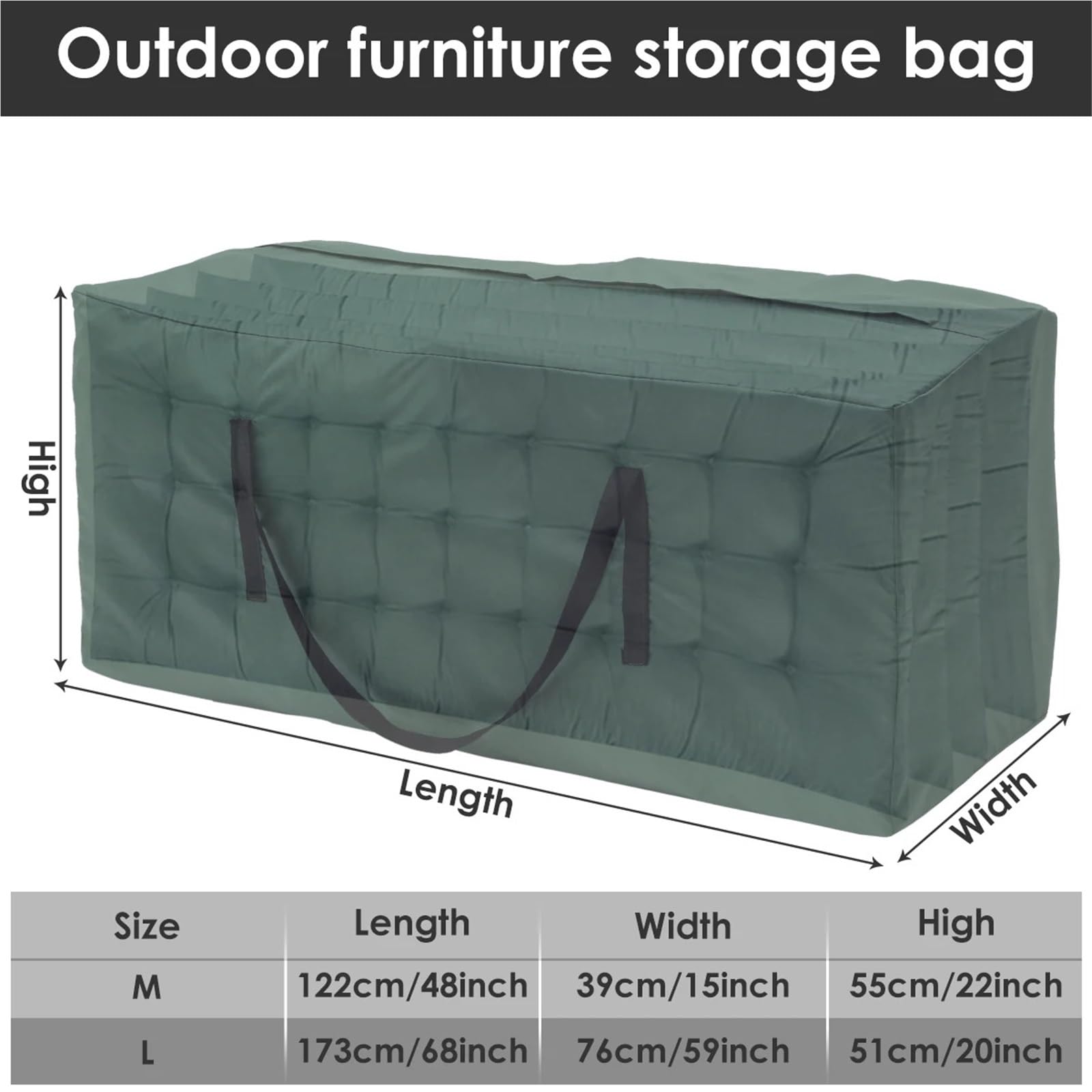 Borsa Portaoggetti For Cuscini For Mobili Da Esterno Custodia Protettiva For In Tessuto Oxford 210D Impermeabile Multifunzione Per Cuscini(Black A,173x76x51cm)