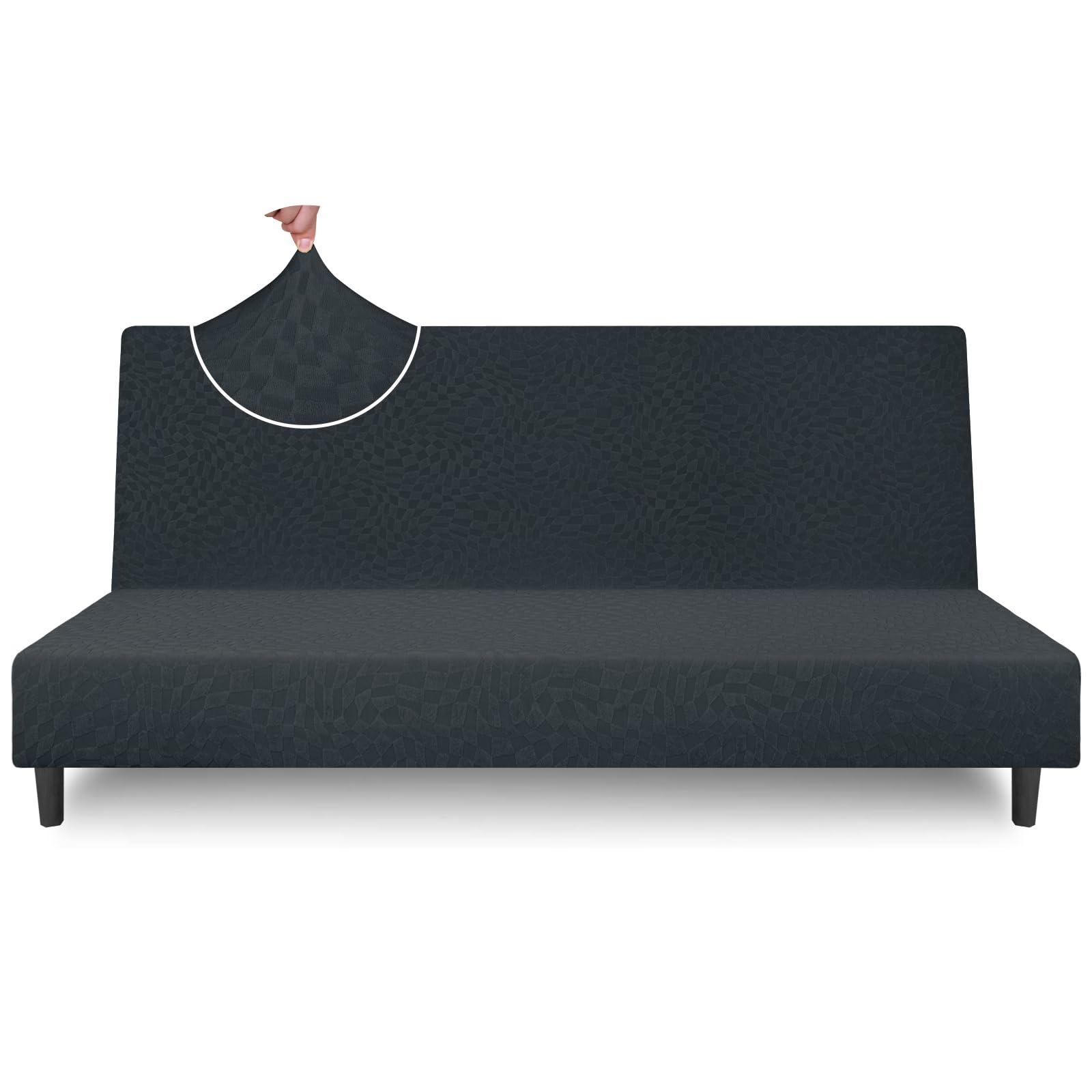 ZNSAYOTX Stretch Futon Covers Full Size 2025 Fashion Armless Sofa Bed Slipcovers, Soft Durable Queen Futon Cover Washable Pets Friendly Mattress Couch Protector (67"-82", Dark Gray)