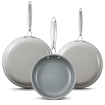 BLAZANT Set di padelle a induzione, antiaderenti, 20 + 24 + 28 cm, per tutti i piani cottura, fondo a induzione molecolare, senza PTFE, set di padelle a induzione con manici in acciaio pressofuso