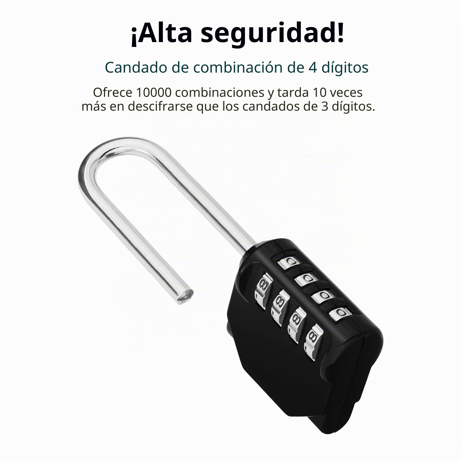 ZHEGE Candado Largo, Candado Taquilla para Gimnasio, Vestuario, Sótano, Candado Combinacion Exterior para Cerca del Jardín Trasero, Cobertizos, Contenedor (1 Pieza, Negro)